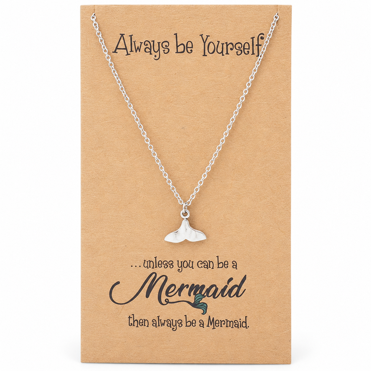 Beverly Tail of Mermaid Necklace for Women, Inspirational Quote Jewelry Greeting Cards