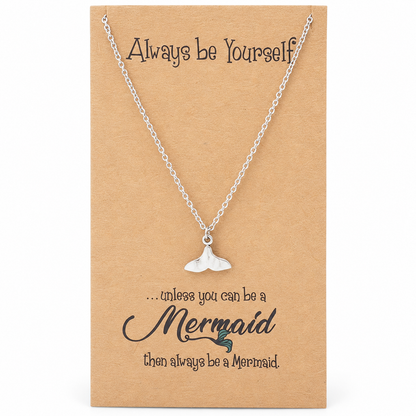 Beverly Tail of Mermaid Necklace for Women, Inspirational Quote Jewelry Greeting Cards