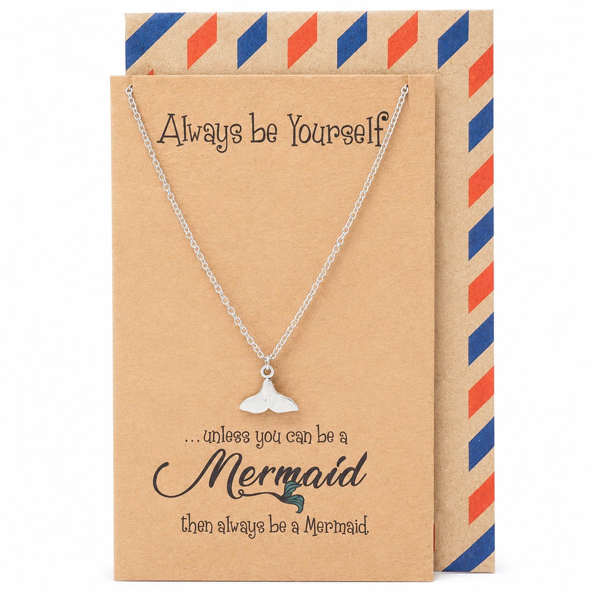 Beverly Tail of Mermaid Necklace for Women, Inspirational Quote Jewelry Greeting Cards
