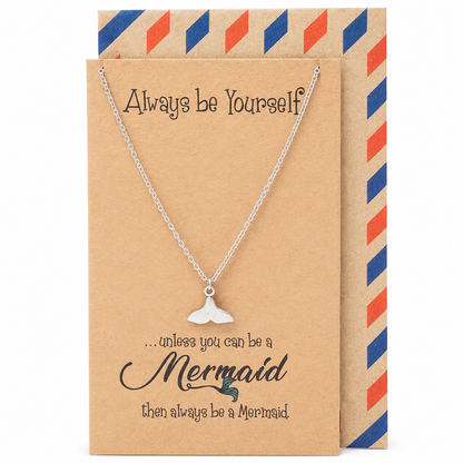 Beverly Tail of Mermaid Necklace for Women, Inspirational Quote Jewelry Greeting Cards