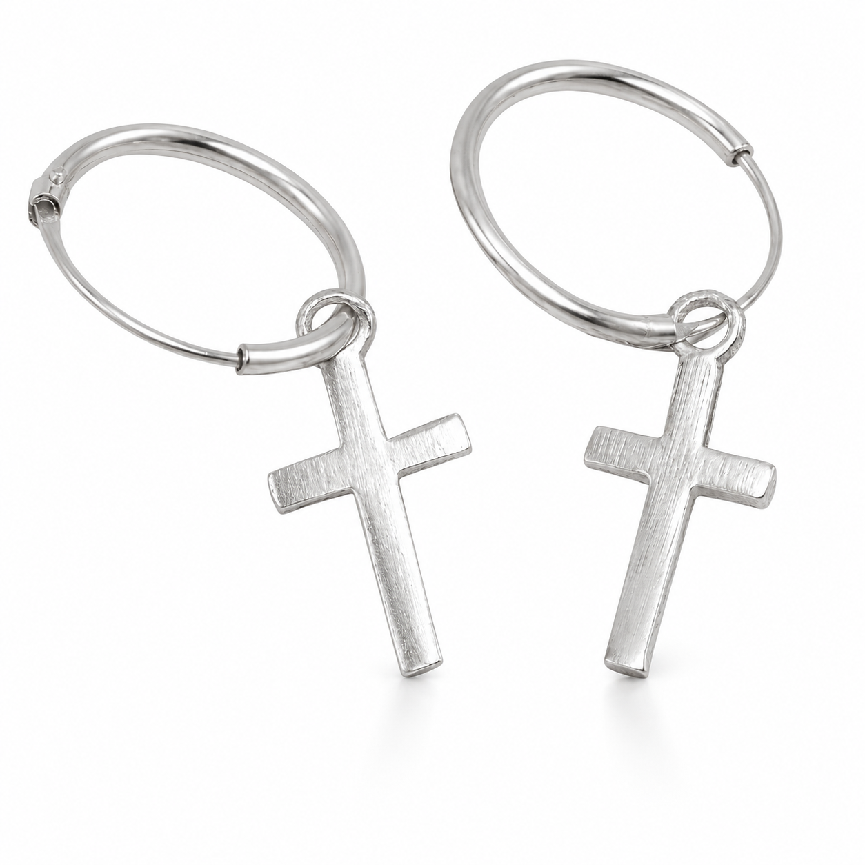 Margaux Cross Hoop Earrings, 925 Sterling Silver
