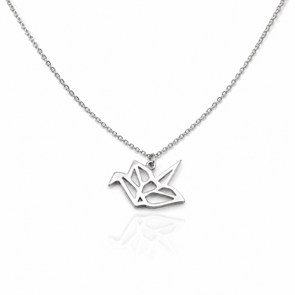 Quinnlyn & Co. Masashi Origami Crane Pendant Necklace, Birthday Gifts for Women with Inspirational Quote on Greeting Card