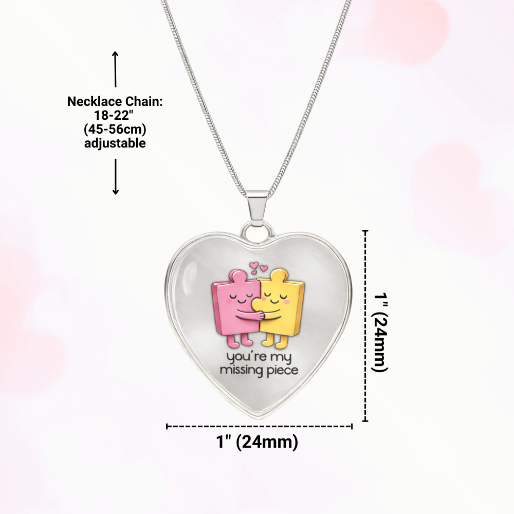 You're the Missing Piece Necklace – Cute Puzzle Couple Heart Pendant, Romantic Valentine's Gift for Her or Him, Love Jewelry Keepsake
