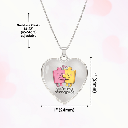 You're the Missing Piece Necklace – Cute Puzzle Couple Heart Pendant, Romantic Valentine's Gift for Her or Him, Love Jewelry Keepsake