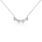 Silver necklace with heart-shaped pendants on a white background