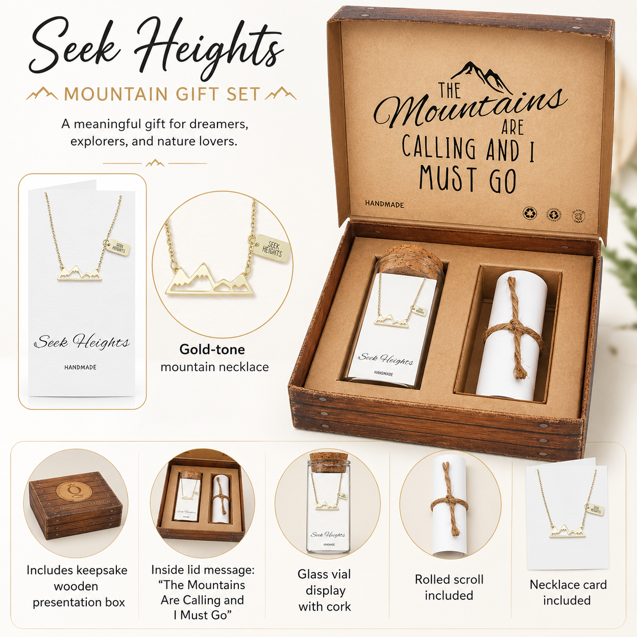 Cristina Necklace for Women, Adventure and Outdoor Lovers, Mountains Jewelry Gift