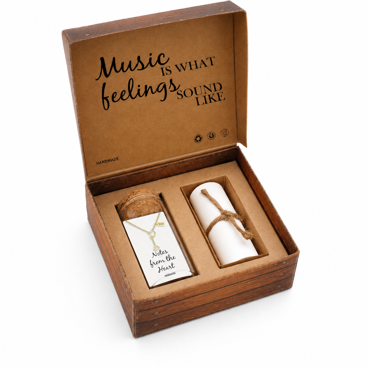Nia Music Note Heart Necklace, Gifts for Music Lovers, Music Jewelry, Rhodium Plated