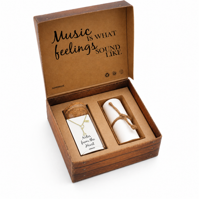 Nia Music Note Heart Necklace, Gifts for Music Lovers, Music Jewelry, Rhodium Plated