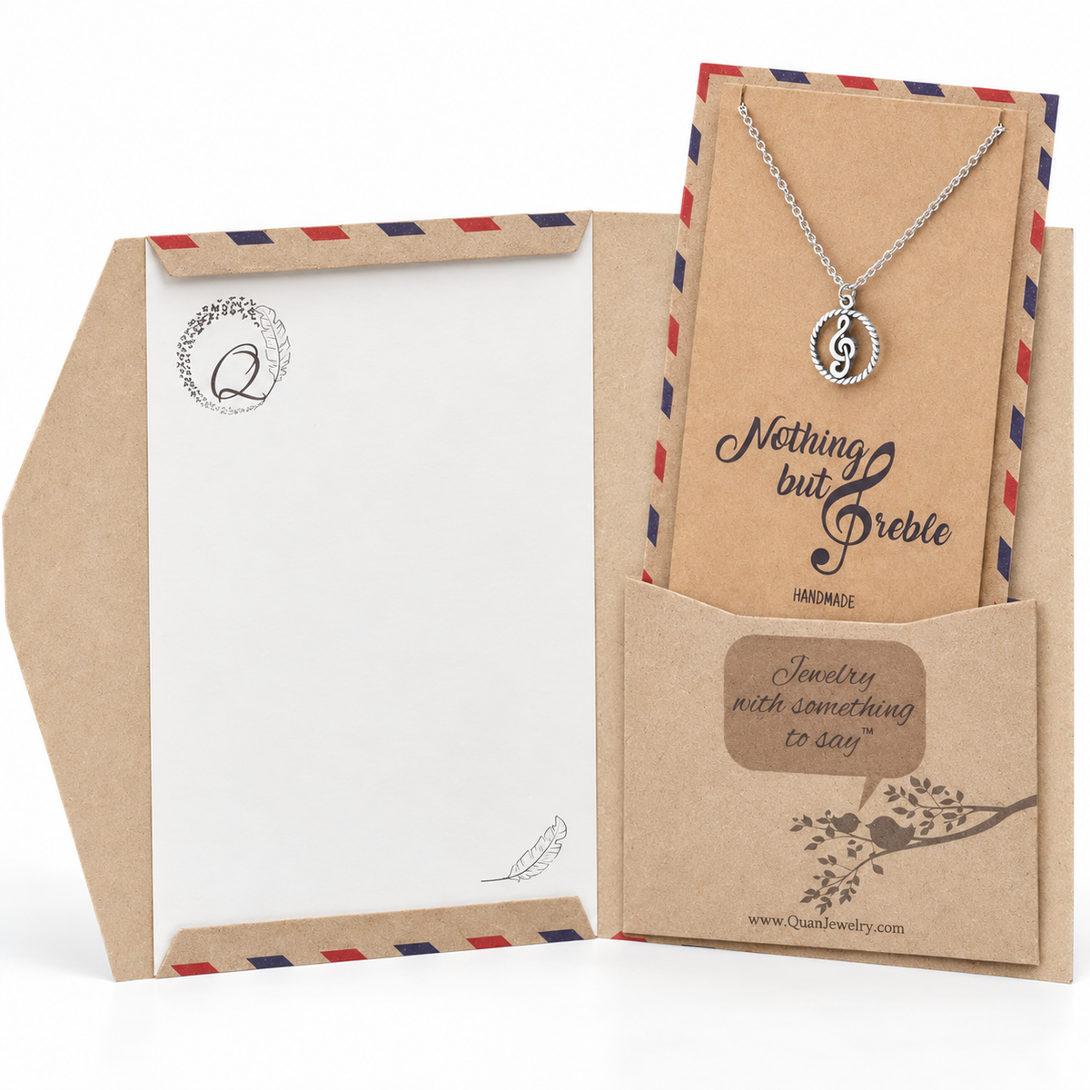 Eileen Music G-clef Note Pendant Necklace, Best Jewelry Gift for Music Lovers