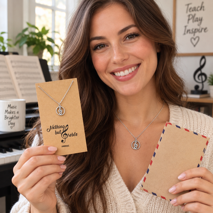 Eileen Music G-clef Note Pendant Necklace, Best Jewelry Gift for Music Lovers