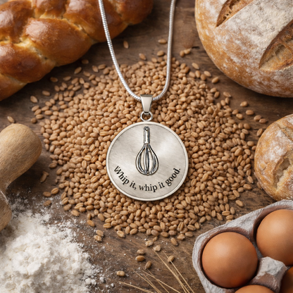 Whisk Outline Circle Necklace – Minimalist Baking Pendant Gift for Baking Lovers