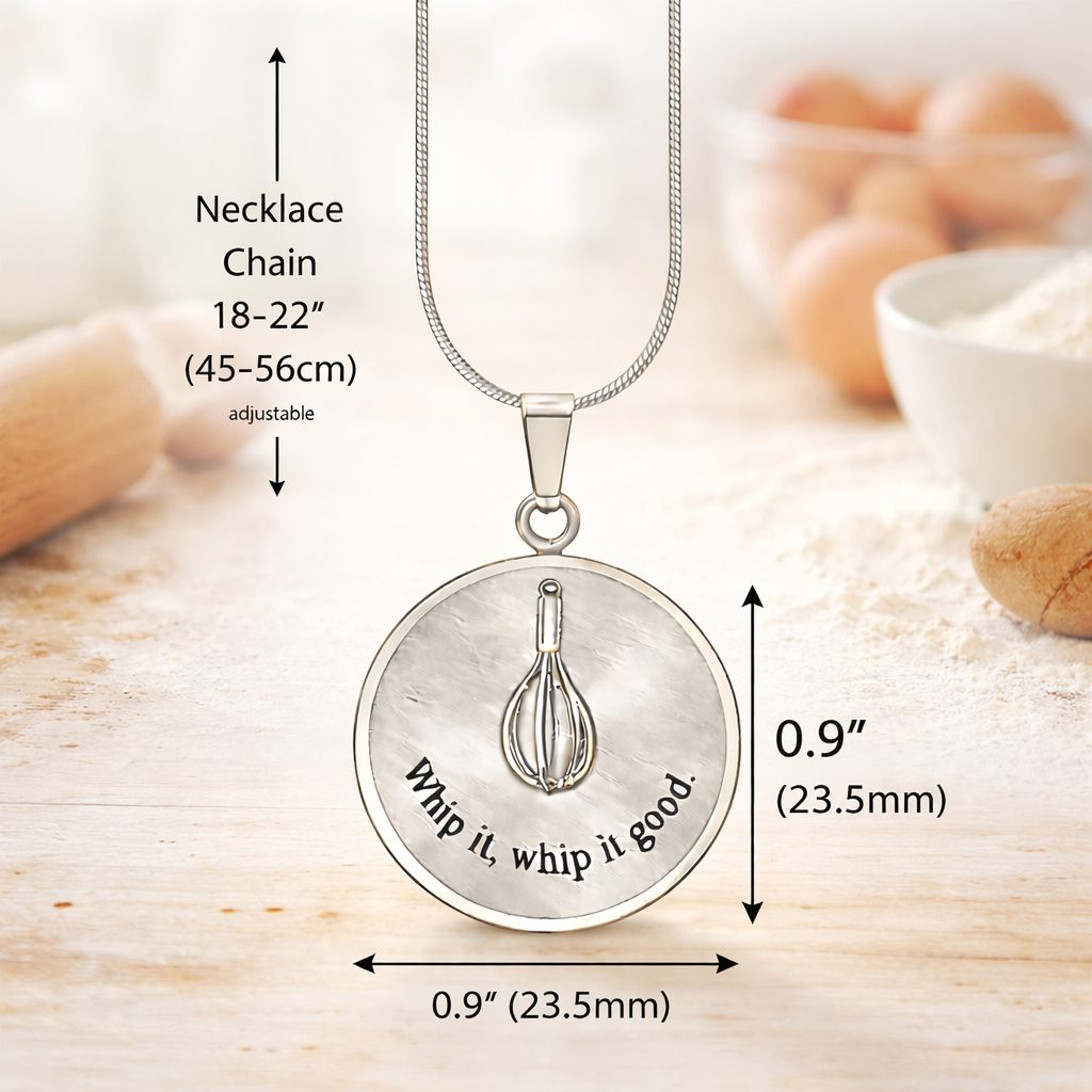 Whisk Outline Circle Necklace – Minimalist Baking Pendant Gift for Baking Lovers