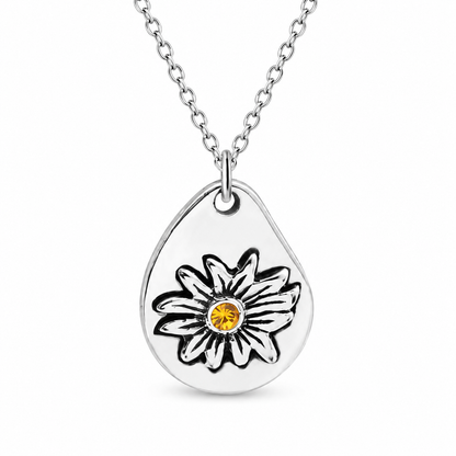 Milan Birthstone Necklaces Collection by Samahdee, Rings, Earrings: Handmade Flower Pendant with Colored Crystal - Gift for Mom, Daughter, BFF, Sister, Granddaughter, Niece