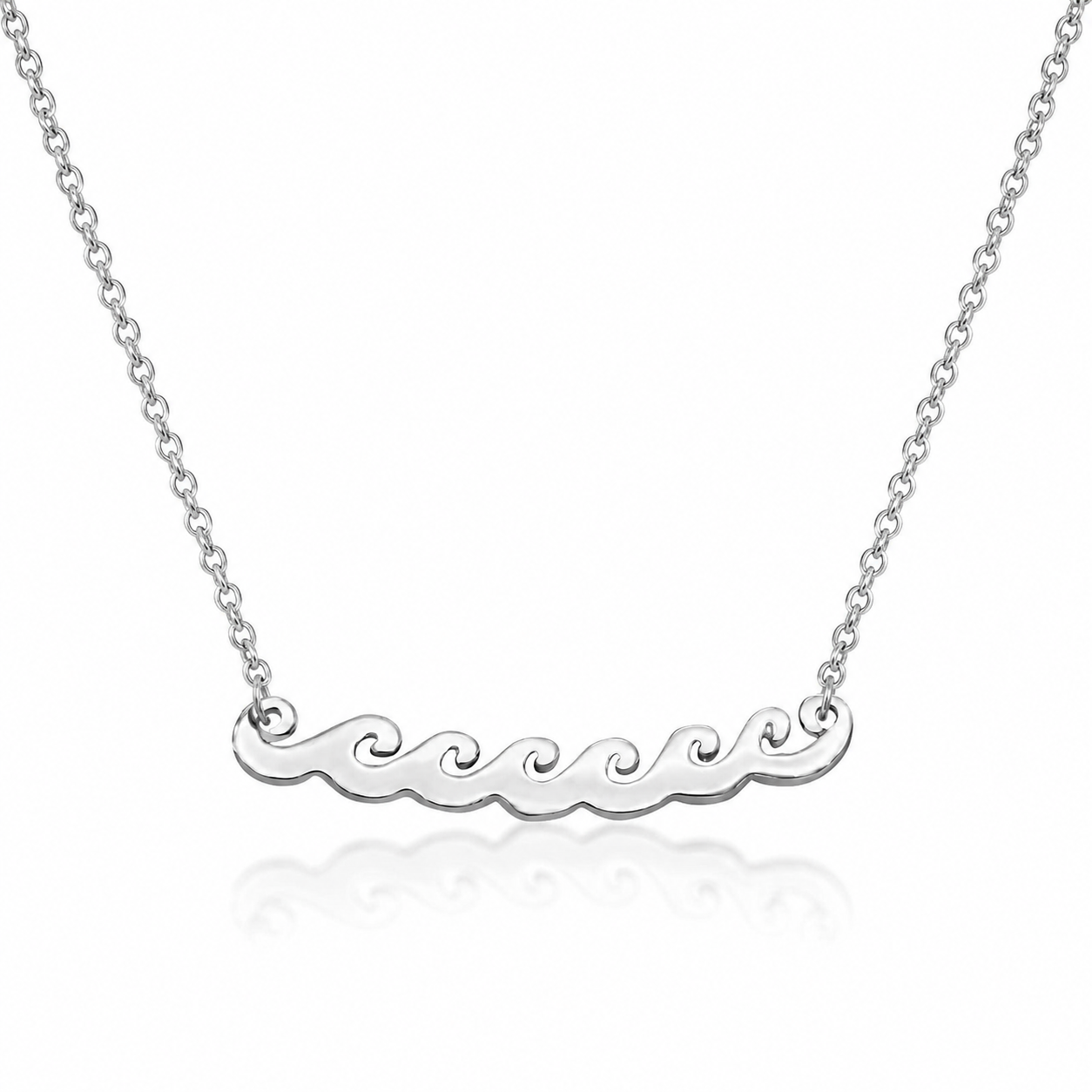Anya Ocean Necklace Wave Charm Pendant for Women, Inspirational Quote on Greeting Card, Silver Tone