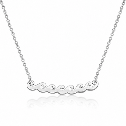 Anya Ocean Necklace Wave Charm Pendant for Women, Inspirational Quote on Greeting Card, Silver Tone