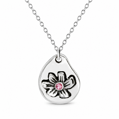 Milan Birthstone Necklaces Collection by Samahdee, Rings, Earrings: Handmade Flower Pendant with Colored Crystal - Gift for Mom, Daughter, BFF, Sister, Granddaughter, Niece