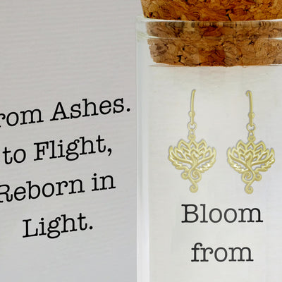 Quinnlyn & Co. Phoenix Earring, Pendant Necklace, Morse Code Bracelet Set of 2 with Inspirational Quote on Greeting Card