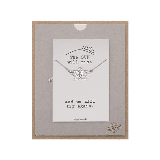 Quinnlyn & Co. Phoenix Om Lotus Flower Pendant Necklace, Handmade Gifts for Women with Inspirational Quote on Greeting Card