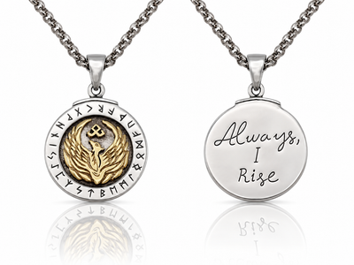 Fanny Phoenix on Plate Pendant Women Necklace, Bird Charm with Motivational Quote Card