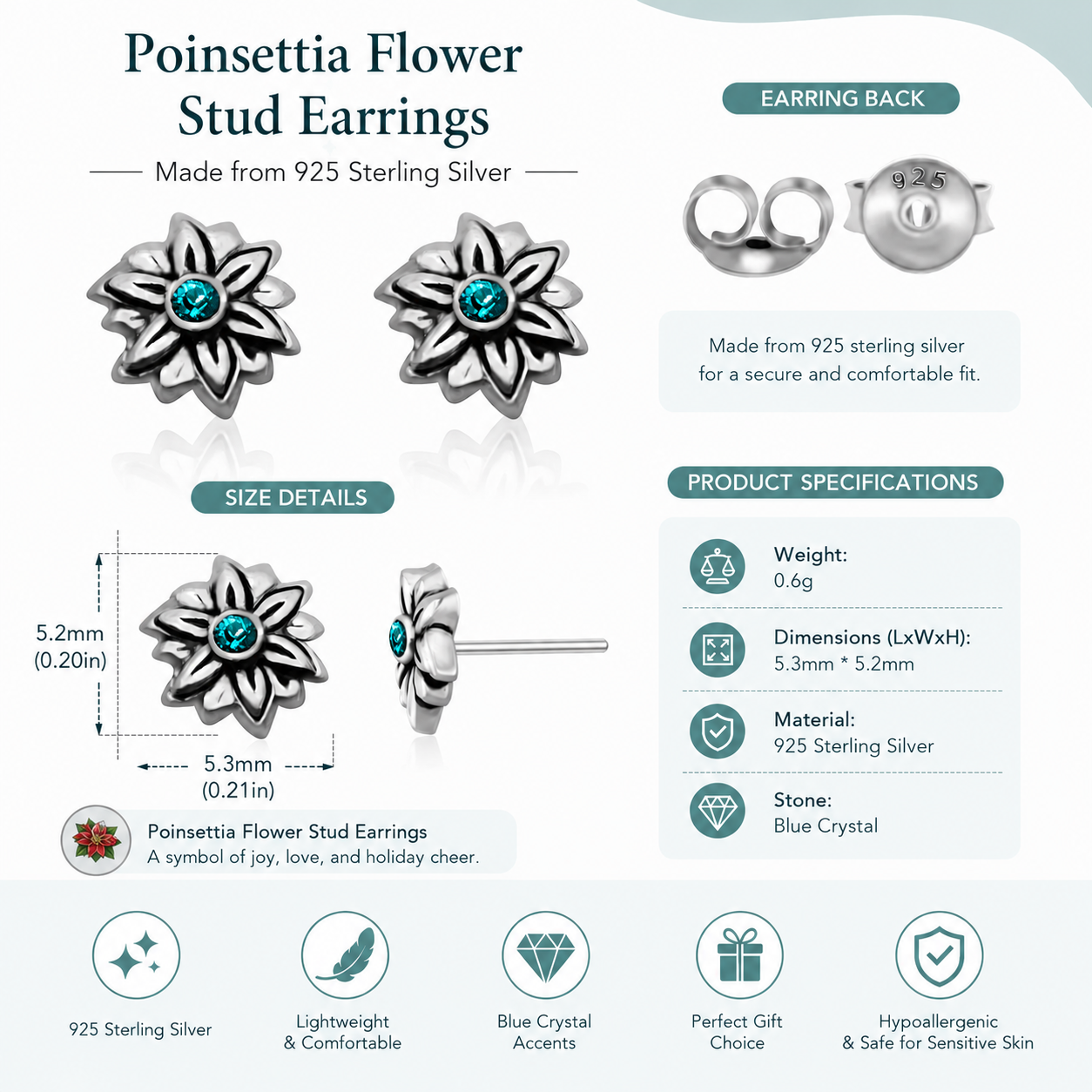 Milan Birthstone Necklaces Collection by Samahdee, Rings, Earrings: Handmade Flower Pendant with Colored Crystal - Gift for Mom, Daughter, BFF, Sister, Granddaughter, Niece