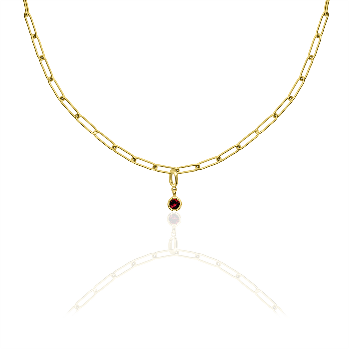 [PRE-ORDER] Birthstone Crystal Necklace by Pranwa, Paper Clip Chain – Monthly Gemstone Jewelry, Personalized Gift for Birthday, Zodiac, Healing Energy