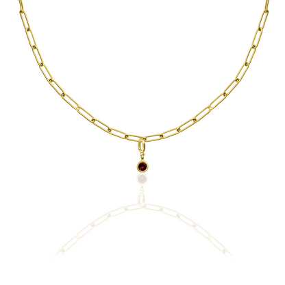 [PRE-ORDER] Birthstone Crystal Necklace by Pranwa, Paper Clip Chain – Monthly Gemstone Jewelry, Personalized Gift for Birthday, Zodiac, Healing Energy