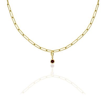 [PRE-ORDER] Birthstone Crystal Necklace by Pranwa, Paper Clip Chain – Monthly Gemstone Jewelry, Personalized Gift for Birthday, Zodiac, Healing Energy