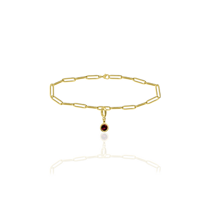 [PRE-ORDER] Birthstone Crystal Necklace by Pranwa, Paper Clip Chain – Monthly Gemstone Jewelry, Personalized Gift for Birthday, Zodiac, Healing Energy