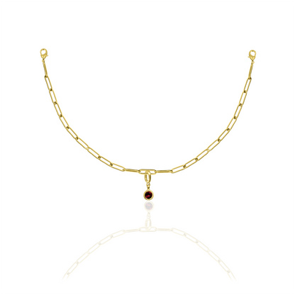 [PRE-ORDER] Birthstone Crystal Necklace by Pranwa, Paper Clip Chain – Monthly Gemstone Jewelry, Personalized Gift for Birthday, Zodiac, Healing Energy