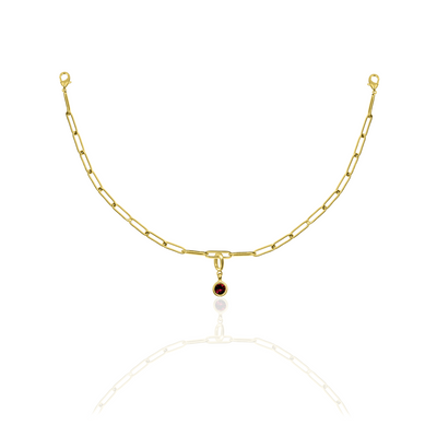 [PRE-ORDER] Birthstone Crystal Necklace by Pranwa, Paper Clip Chain – Monthly Gemstone Jewelry, Personalized Gift for Birthday, Zodiac, Healing Energy