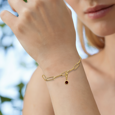[PRE-ORDER] Birthstone Crystal Necklace by Pranwa, Paper Clip Chain – Monthly Gemstone Jewelry, Personalized Gift for Birthday, Zodiac, Healing Energy