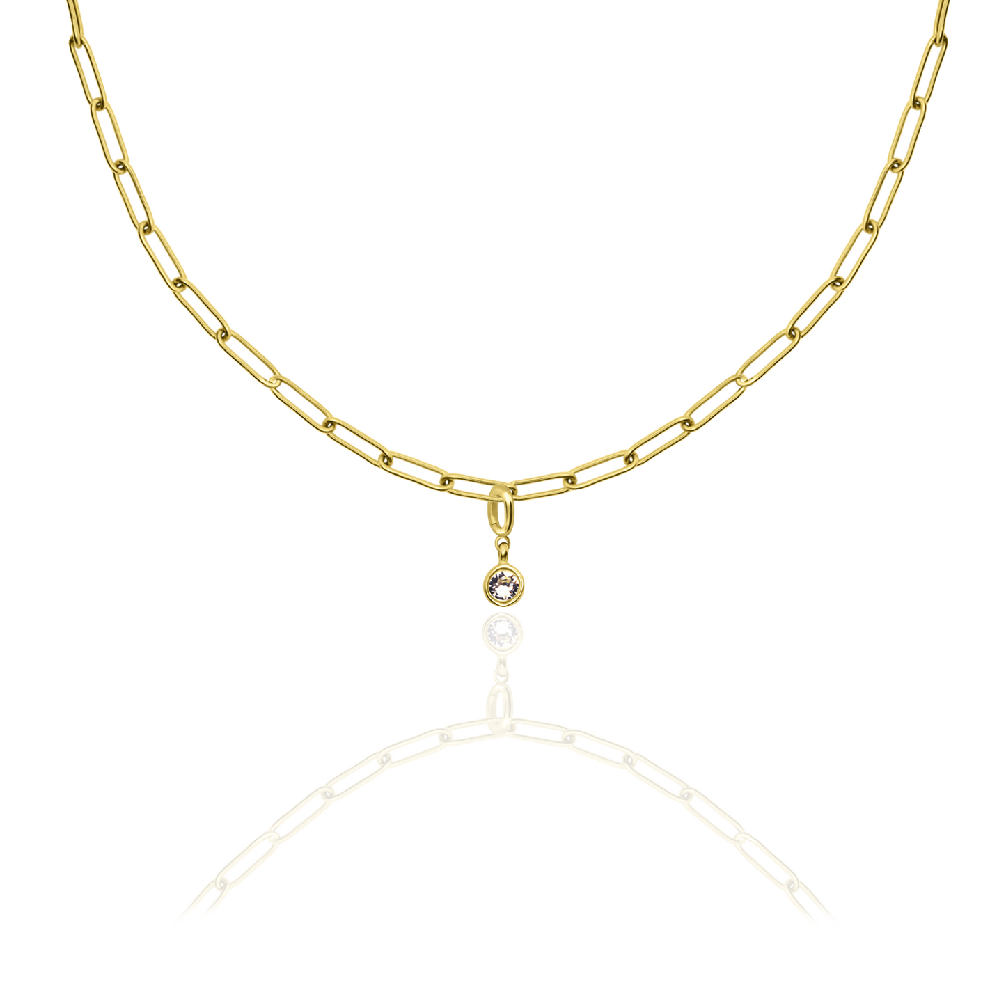 [PRE-ORDER] Birthstone Crystal Necklace by Pranwa, Paper Clip Chain – Monthly Gemstone Jewelry, Personalized Gift for Birthday, Zodiac, Healing Energy