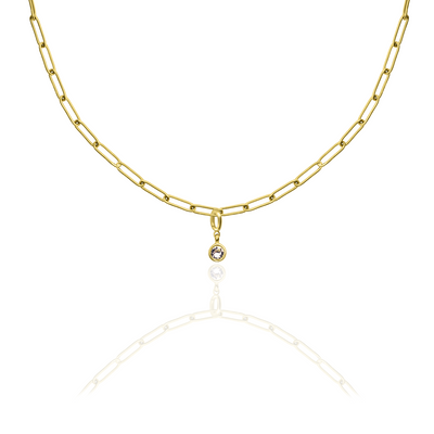 [PRE-ORDER] Birthstone Crystal Necklace by Pranwa, Paper Clip Chain – Monthly Gemstone Jewelry, Personalized Gift for Birthday, Zodiac, Healing Energy