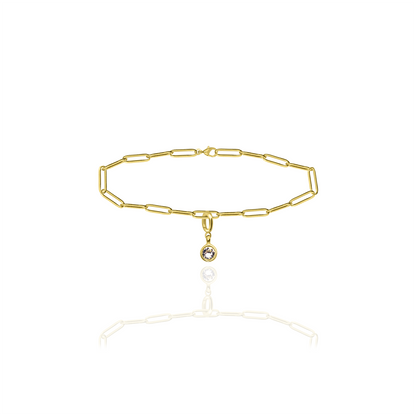 [PRE-ORDER] Birthstone Crystal Necklace by Pranwa, Paper Clip Chain – Monthly Gemstone Jewelry, Personalized Gift for Birthday, Zodiac, Healing Energy
