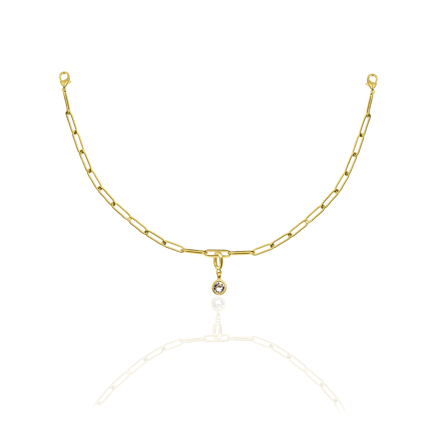 [PRE-ORDER] Birthstone Crystal Necklace by Pranwa, Paper Clip Chain – Monthly Gemstone Jewelry, Personalized Gift for Birthday, Zodiac, Healing Energy