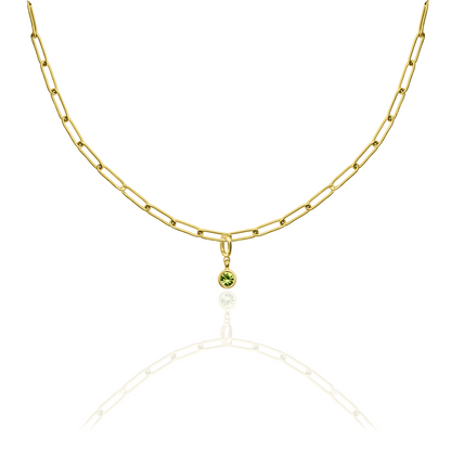 [PRE-ORDER] Birthstone Crystal Necklace by Pranwa, Paper Clip Chain – Monthly Gemstone Jewelry, Personalized Gift for Birthday, Zodiac, Healing Energy