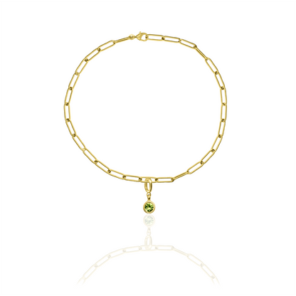 [PRE-ORDER] Birthstone Crystal Necklace by Pranwa, Paper Clip Chain – Monthly Gemstone Jewelry, Personalized Gift for Birthday, Zodiac, Healing Energy