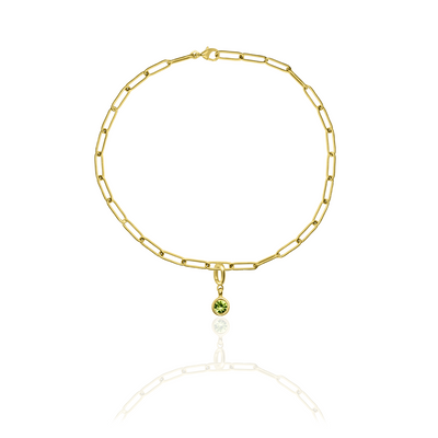[PRE-ORDER] Birthstone Crystal Necklace by Pranwa, Paper Clip Chain – Monthly Gemstone Jewelry, Personalized Gift for Birthday, Zodiac, Healing Energy
