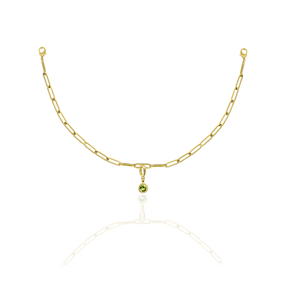 [PRE-ORDER] Birthstone Crystal Necklace by Pranwa, Paper Clip Chain – Monthly Gemstone Jewelry, Personalized Gift for Birthday, Zodiac, Healing Energy