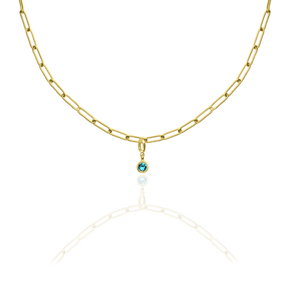 [PRE-ORDER] Birthstone Crystal Necklace by Pranwa, Paper Clip Chain – Monthly Gemstone Jewelry, Personalized Gift for Birthday, Zodiac, Healing Energy