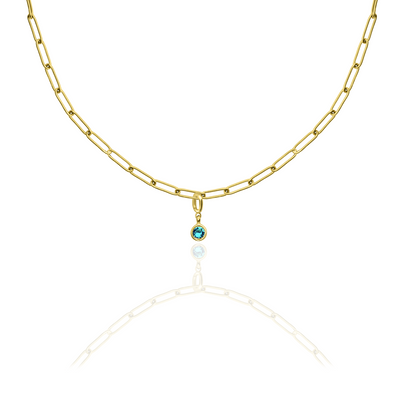 [PRE-ORDER] Birthstone Crystal Necklace by Pranwa, Paper Clip Chain – Monthly Gemstone Jewelry, Personalized Gift for Birthday, Zodiac, Healing Energy