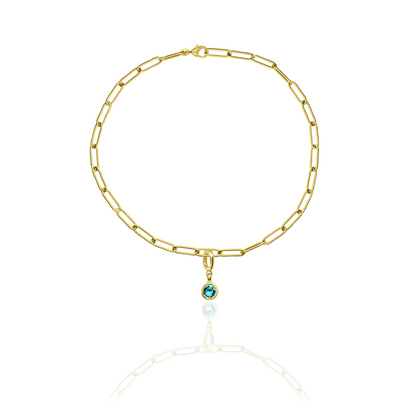[PRE-ORDER] Birthstone Crystal Necklace by Pranwa, Paper Clip Chain – Monthly Gemstone Jewelry, Personalized Gift for Birthday, Zodiac, Healing Energy