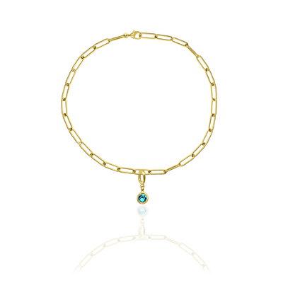 [PRE-ORDER] Birthstone Crystal Necklace by Pranwa, Paper Clip Chain – Monthly Gemstone Jewelry, Personalized Gift for Birthday, Zodiac, Healing Energy