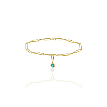 [PRE-ORDER] Birthstone Crystal Necklace by Pranwa, Paper Clip Chain – Monthly Gemstone Jewelry, Personalized Gift for Birthday, Zodiac, Healing Energy