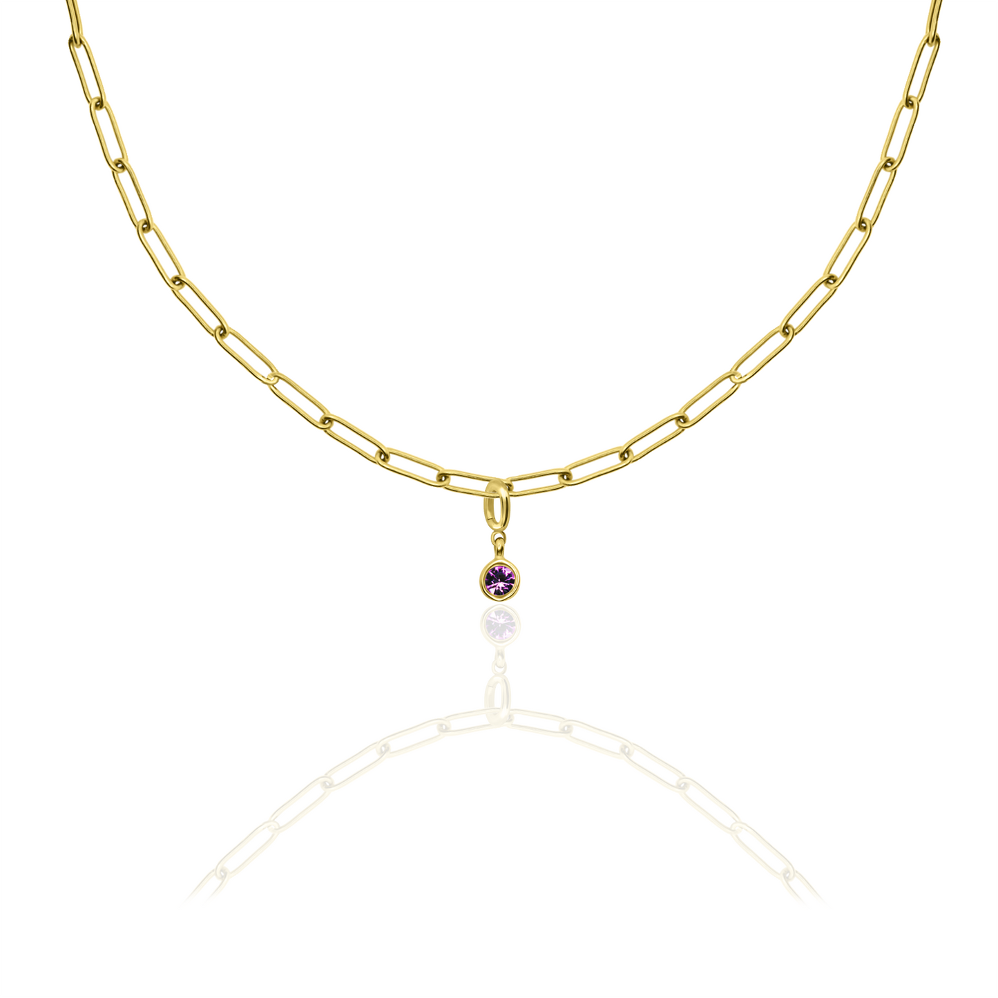 [PRE-ORDER] Birthstone Crystal Necklace by Pranwa, Paper Clip Chain – Monthly Gemstone Jewelry, Personalized Gift for Birthday, Zodiac, Healing Energy