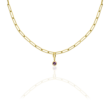 [PRE-ORDER] Birthstone Crystal Necklace by Pranwa, Paper Clip Chain – Monthly Gemstone Jewelry, Personalized Gift for Birthday, Zodiac, Healing Energy
