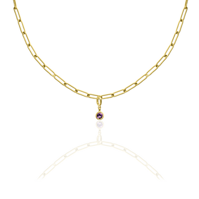 [PRE-ORDER] Birthstone Crystal Necklace by Pranwa, Paper Clip Chain – Monthly Gemstone Jewelry, Personalized Gift for Birthday, Zodiac, Healing Energy