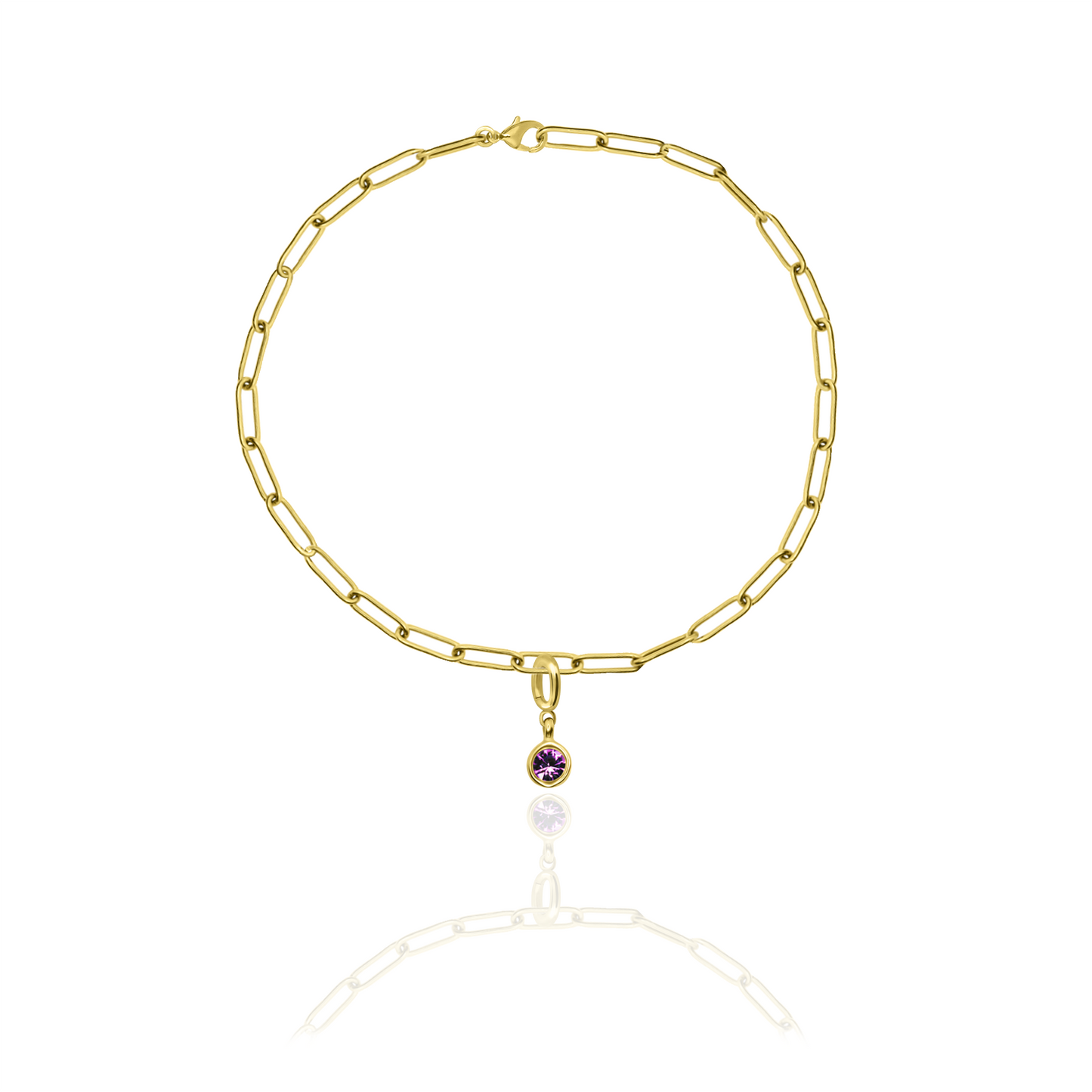 [PRE-ORDER] Birthstone Crystal Necklace by Pranwa, Paper Clip Chain – Monthly Gemstone Jewelry, Personalized Gift for Birthday, Zodiac, Healing Energy