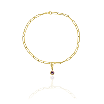 [PRE-ORDER] Birthstone Crystal Necklace by Pranwa, Paper Clip Chain – Monthly Gemstone Jewelry, Personalized Gift for Birthday, Zodiac, Healing Energy