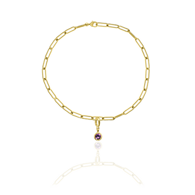 [PRE-ORDER] Birthstone Crystal Necklace by Pranwa, Paper Clip Chain – Monthly Gemstone Jewelry, Personalized Gift for Birthday, Zodiac, Healing Energy